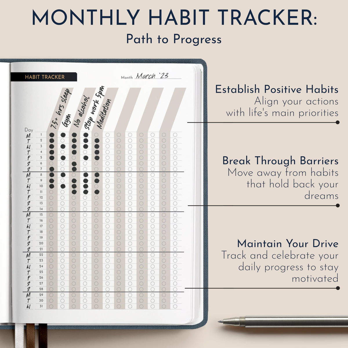 Premium Gratitude Journal for Men – 6 Month Guided Daily Prompts, Habit Tracker – Hardcover, 249 Pages, Lay Flat, 100gsm Paper – Mens Mindfulness Gifts, Mental Health, Self Mastery, Gift Boxed