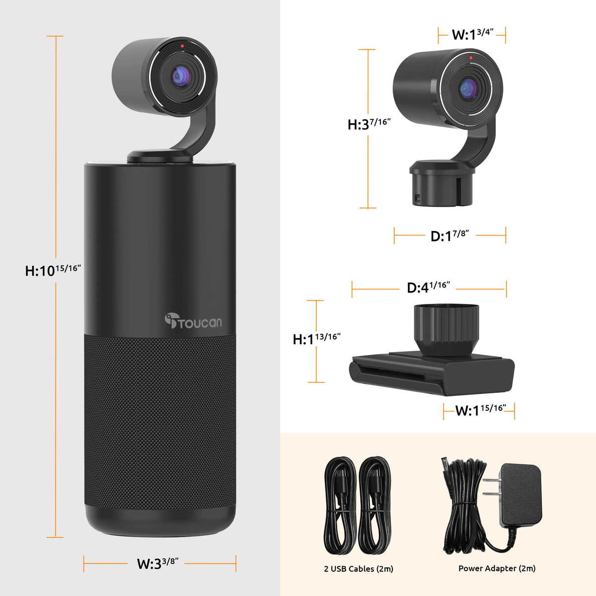 TOUCAN Conference HD Video Conference System, 1080P HD Camera, Speakerphone with 4 Microphones, Plug and Play USB Conference Camera for Zoom, Teams, Google Meet, Office and Home Office