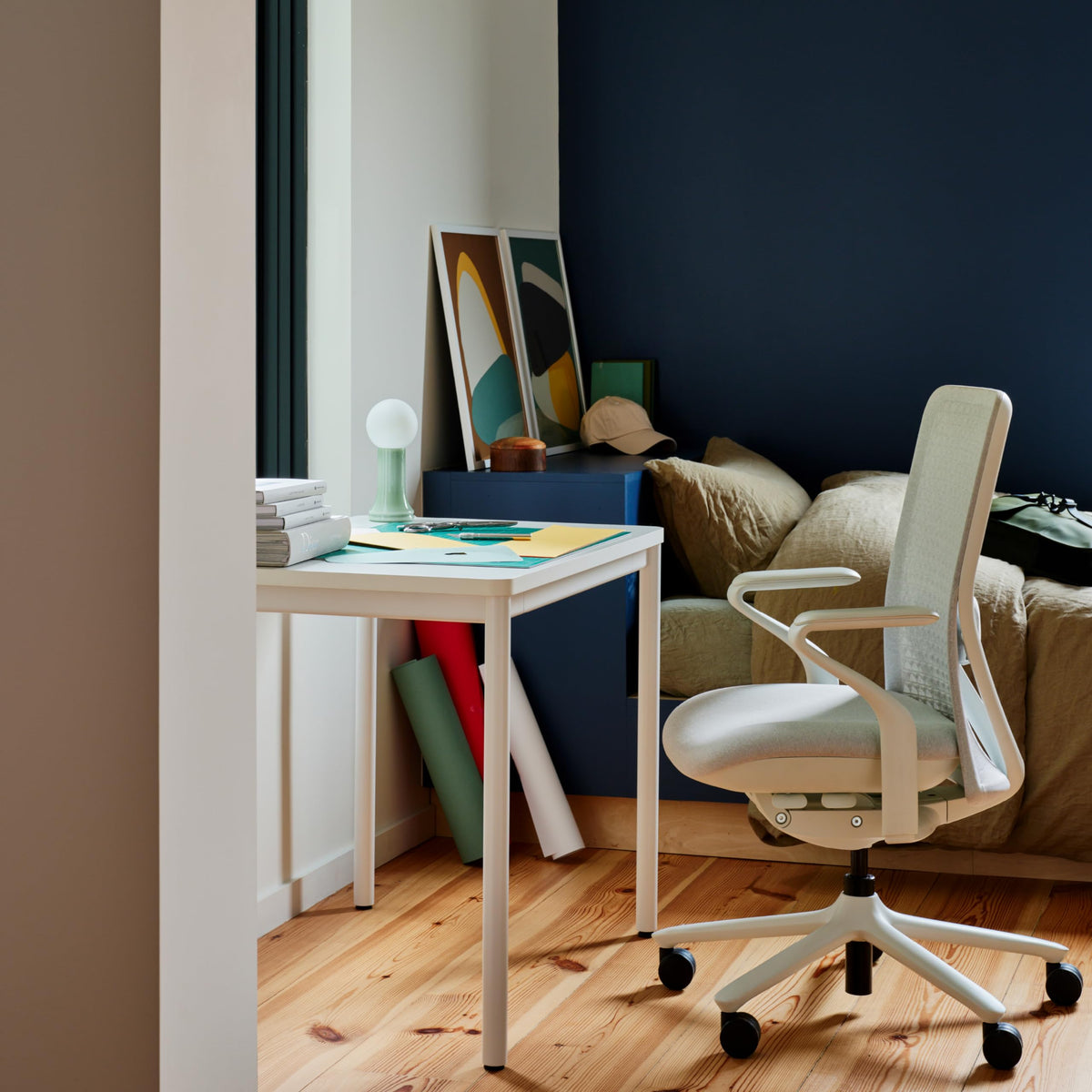 Branch Daily Desk - Functional at Home Office Desk with Effortless Assembly, Timeless Design, Rounded Corners, and Built-in Cable Notch - 48” W x 28.5” H x 24” D - Charcoal Work Table