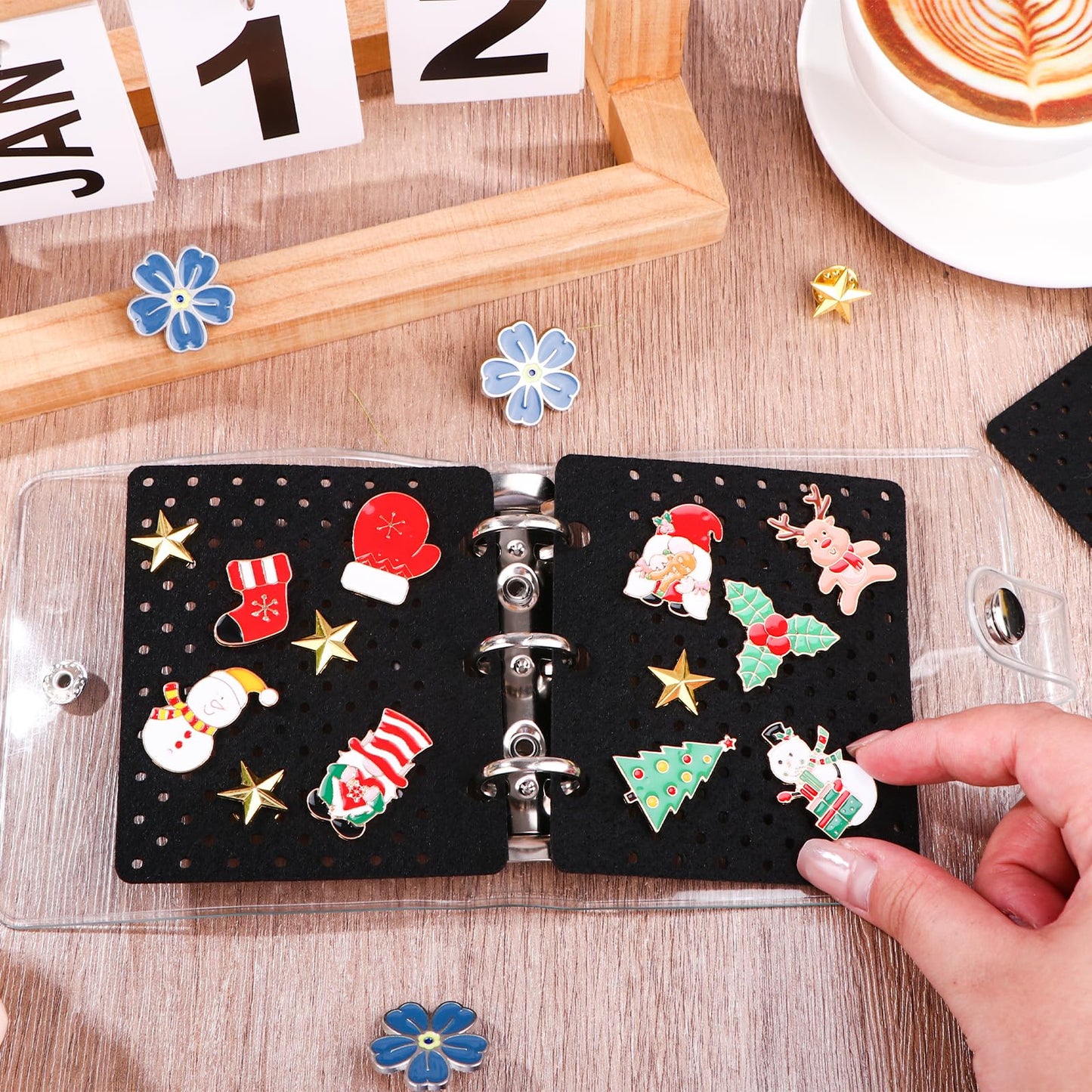 HCEWSBFD 2 Pcs Mini Pin Binder for Collectors A5 Enamel Pin Display Book Gift Portable Travel Pin Trading Books Clear PVC Binder Holder with 12 Page Display Boards Organizer for Travel Collectors