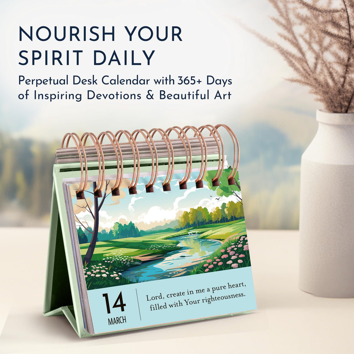 Daily Devotional Calendar for Women – Perpetual Flip with 366 Prayers and Blessings – Christian Gifts for Her, Religious Desk Calendar, Spiritual Gifts, Inspirational Scripture Art, Faith Decor