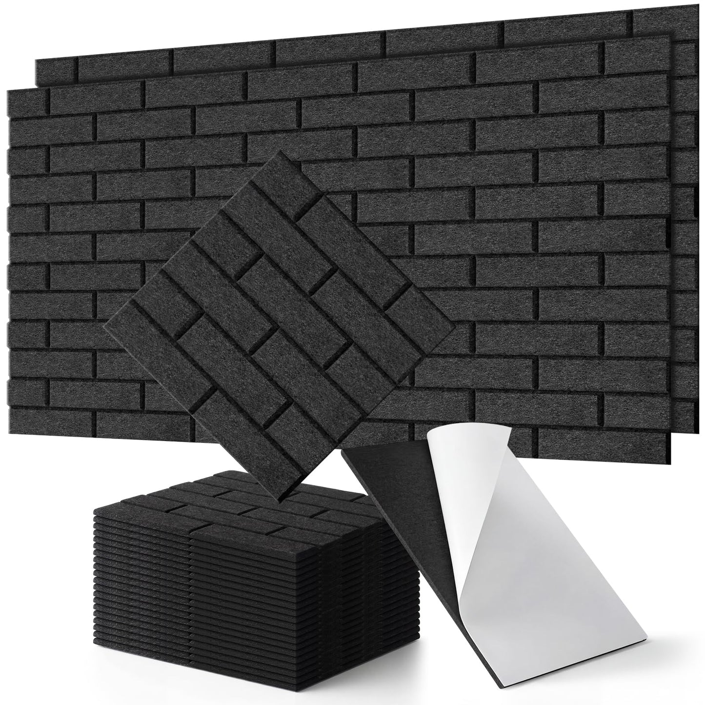 BrightRow 20 Pack Acoustic Panels 12" X 12" Soundproof Wall Panels with Self Adhesive High Density Brick Pattern Sound Absorbing Decorative for Home Office Gaming Room Studio