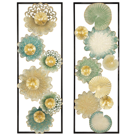 Arborus Metal Wall Art, Set of 2 Large Mordern Rectangular Wall Panels, Abstract Minimalist Flower Wall Décor for Living Room, Bedroom, Kitchen, Hallway Decoration