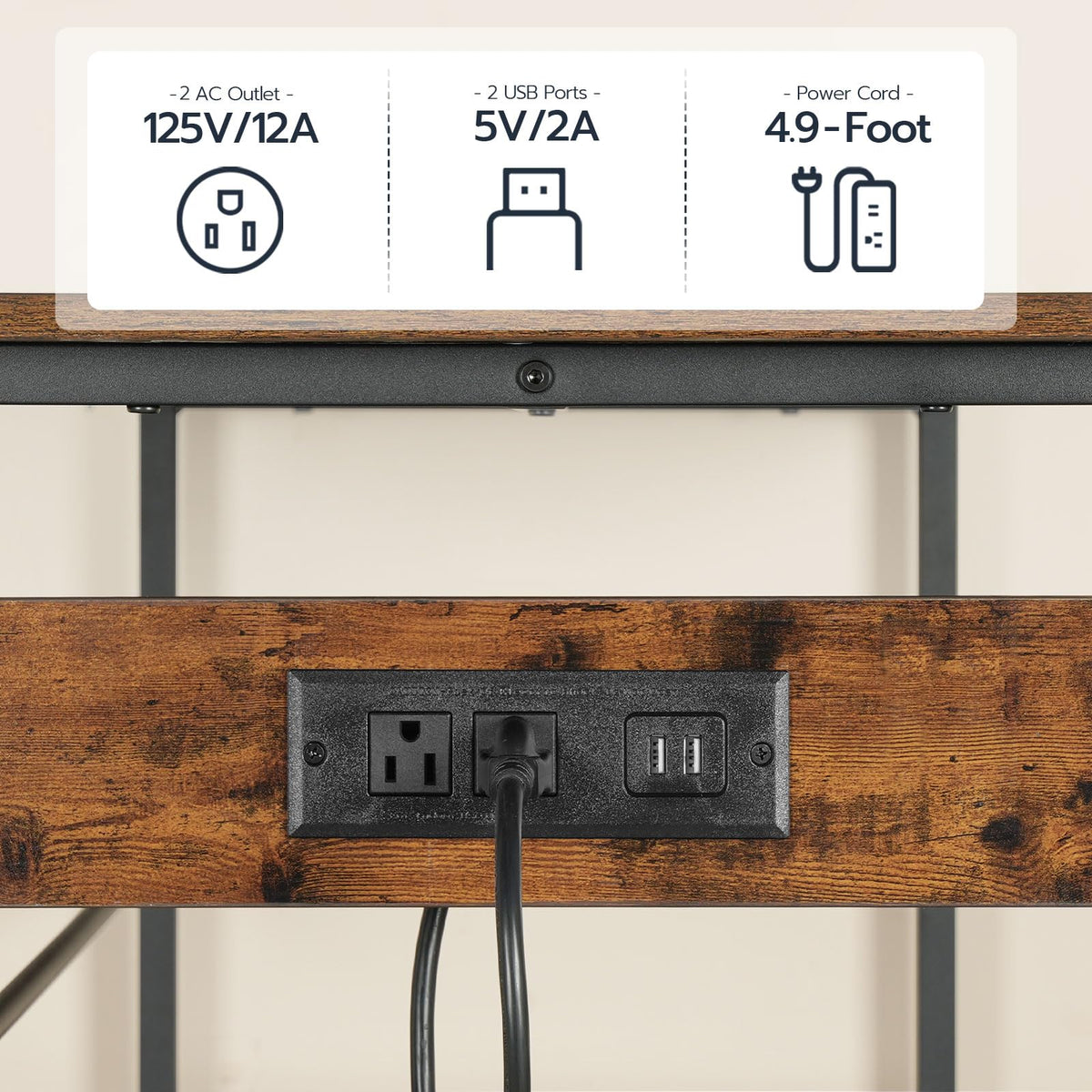HOOBRO Kitchen Island with Storage, Kitchen Island Table with Power Outlet, 47.2" L 3 Tier Kitchen Counter and Microwave Stand, for Home, Kitchen and Dining Room, Rustic Brown and Black BF120UZD01