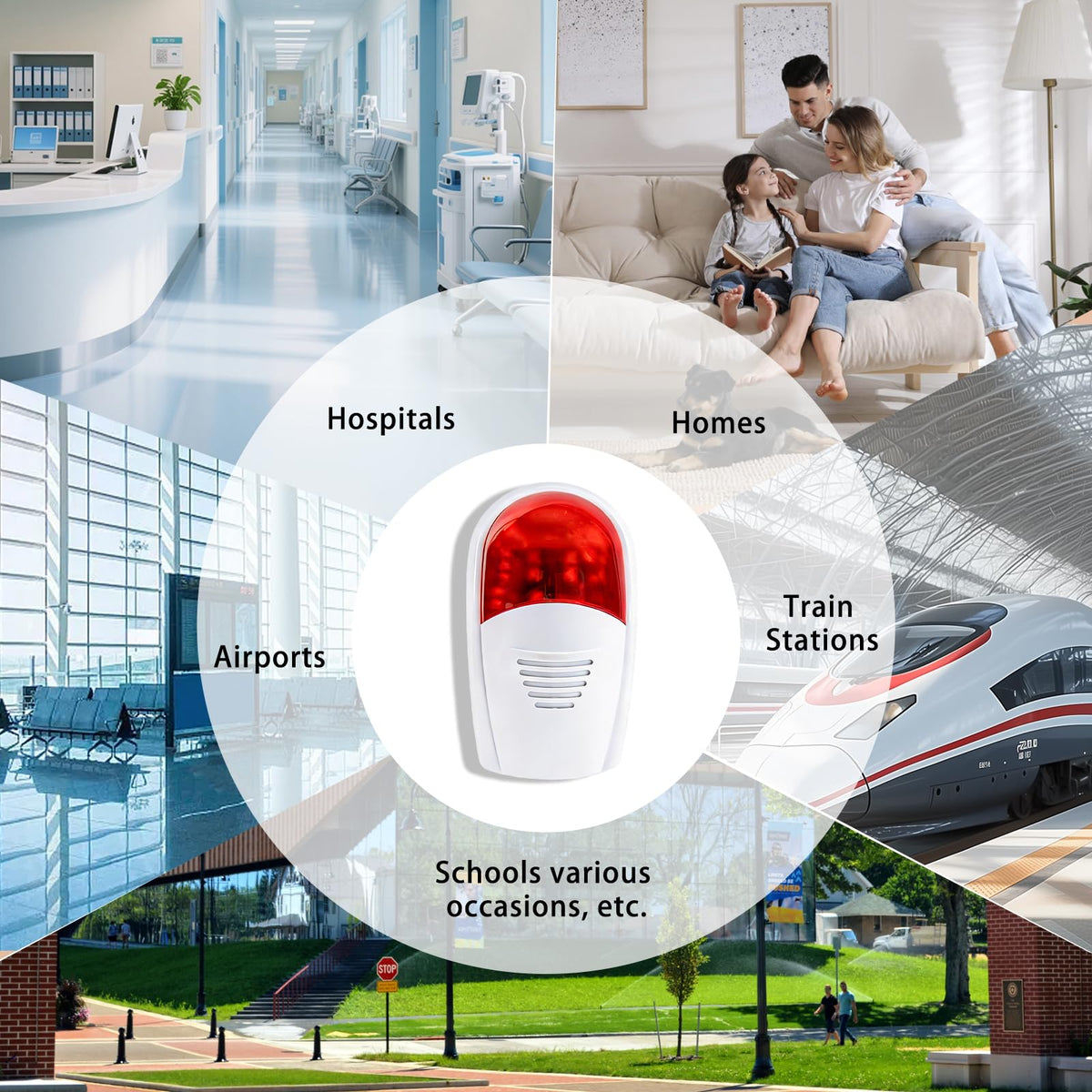 SavvyMate Panic Button Alarm, 120dB Strobe Siren Alarm System, 492FT Range, 1 Receiver with 2 Emergency Buttons, Emergency Alert System for House Business Shop, Office Siren with Sound and Light