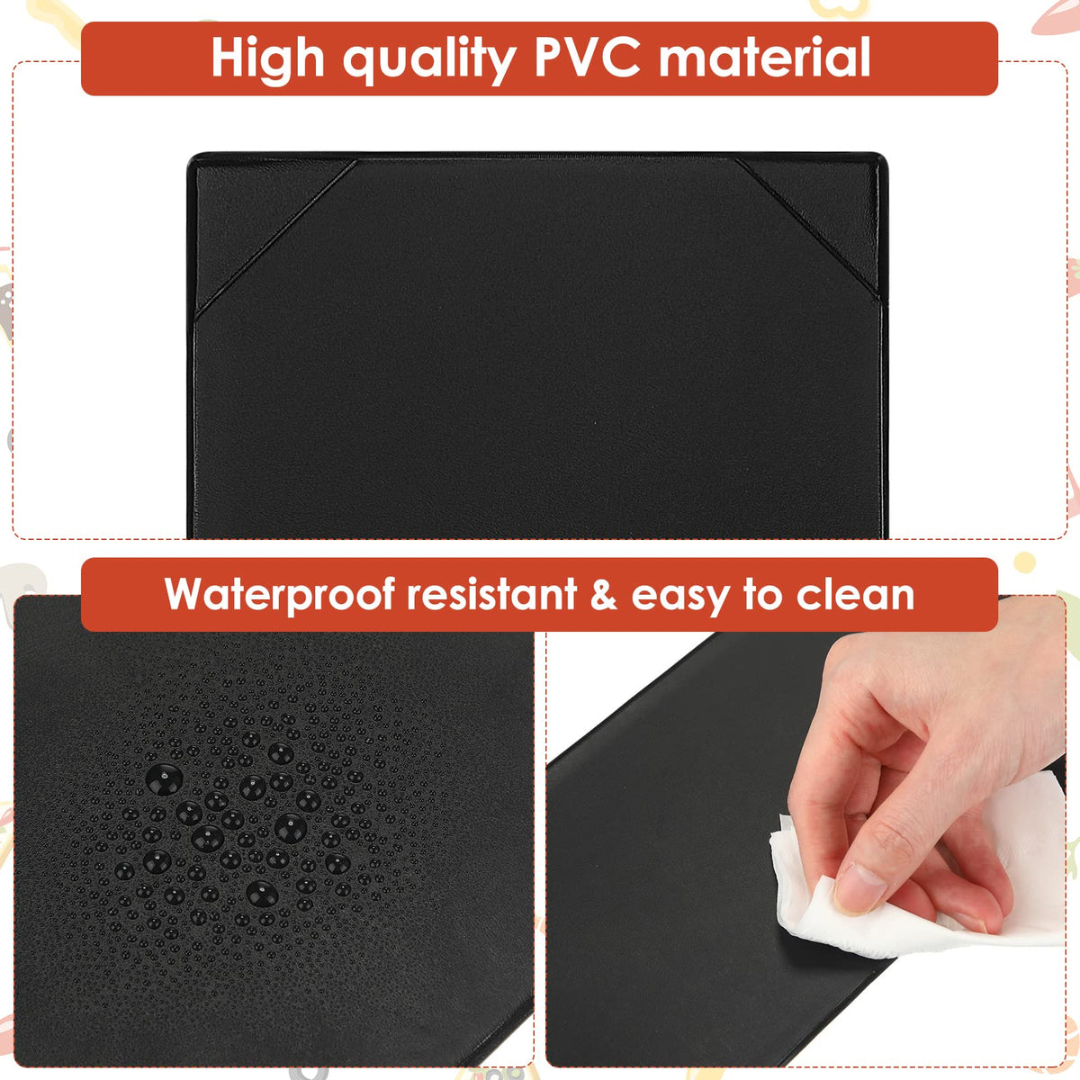 Jexine 12 Pcs Restaurant Menu Covers Single Page Panel Holders with Angled Corners, Black, 4.25" x 11"