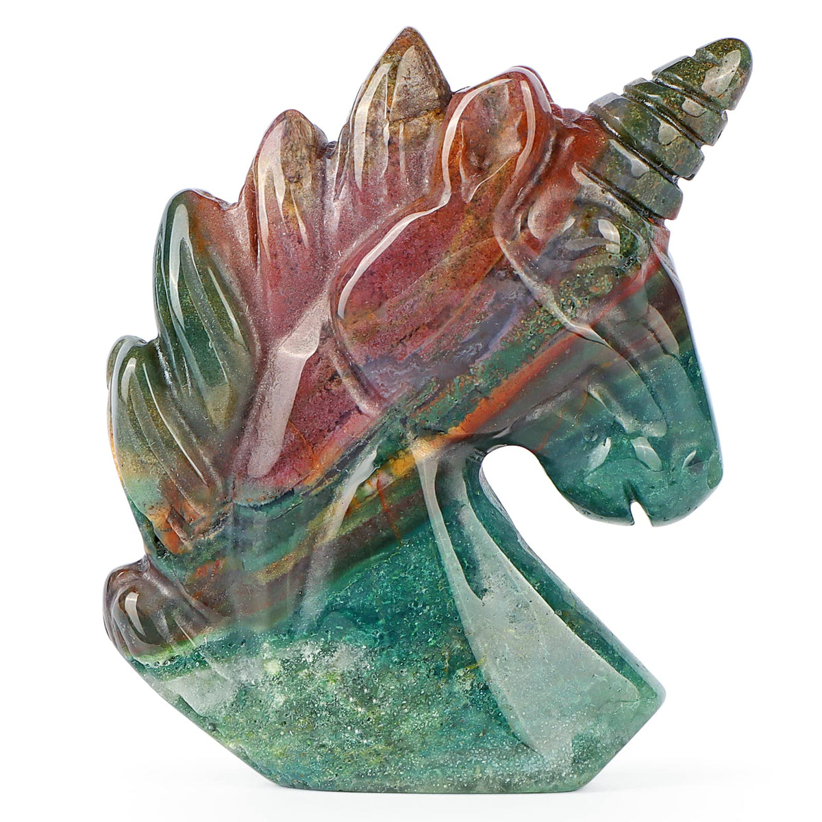 Artistone 2" Unicorn Crystal Gemstone Statue Figurine Sculpture Collection Hand Carved Reiki Healing Crystal Stone(Ocean Jasper)