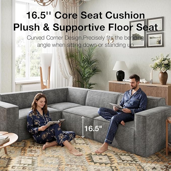 Novilla 134" Modular Sectional Sofa, No Assembly Cloud Sectional Couch