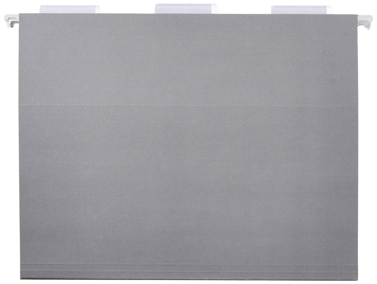Amazon Basics Hanging File Folders with Adjustable Tabs for Document Organization, Letter Size, Gray, 25-Pack
