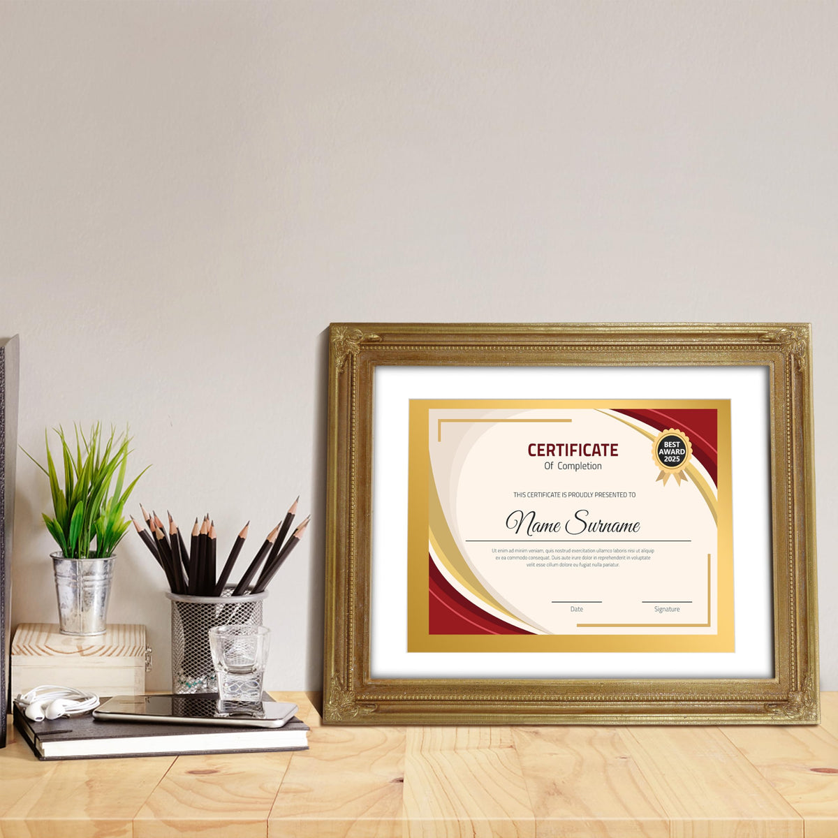 SIMON'S SHOP Diploma Frames 11x14 Matted to 8.5x11 Picture, Gold Picture Frames 11 x 14 with Mat for 8.5 by 11 Certificates Documents