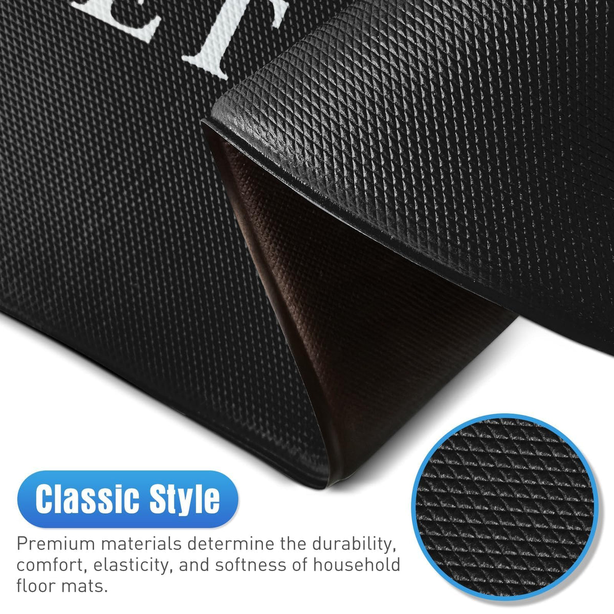 HappyTrends Kitchen Mat for Floor, 2PCS Cushioned Anti-Fatigue Kitchen Rugs, Waterproof Non-Slip Standing Mats and Rugs Set for Kitchen, Office, Laundry, Black, 17.3"×30"+17.3"×47"