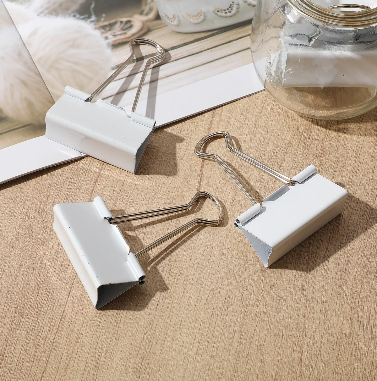 Jetec 200 Pcs Extra Large Binder Clips Bulk 2 Inch Metal Jumbo Binder Clips Office Supplies White Paper Clamps for Teachers Students Office Business Supplies