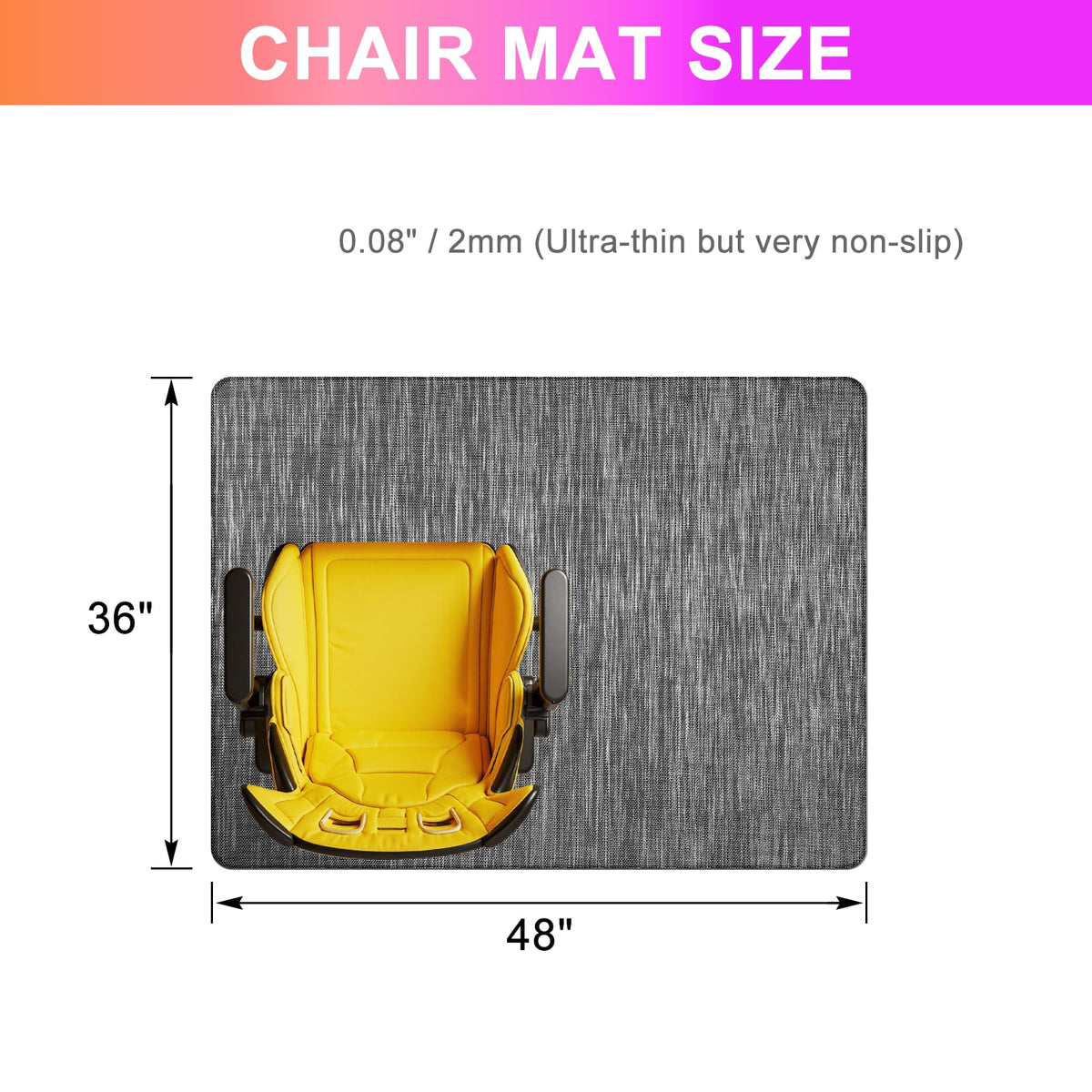 Azadx Office Chair Mat for Hardwood Floor 36" x 48" Heavy Duty Chair Mat for Hardwood Floors Slip Resistant Floor Protector for Home Office Computer Desk Chair Mat for Rolling Chairs, Dark Grey