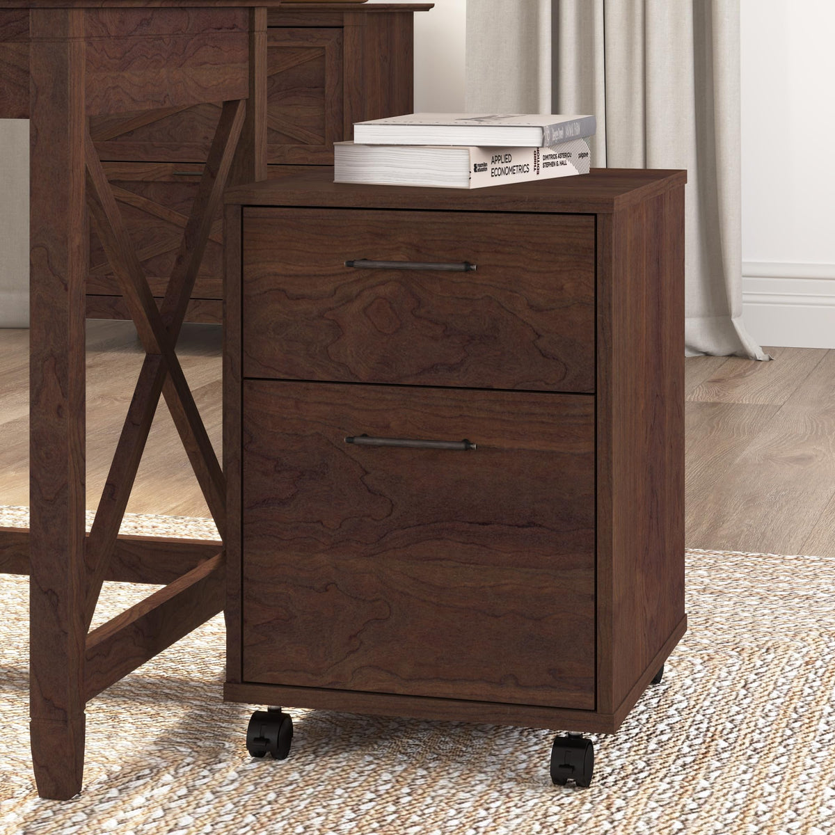 Bush Home Key West 2 Drawer Mobile File Cabinet in Bing Cherry