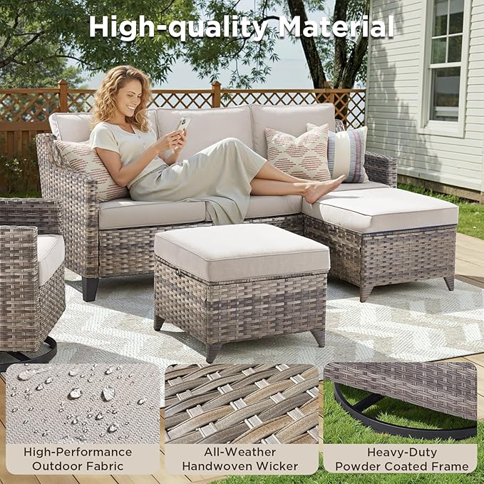 Wicker Patio Furniture Set-7 PieceAll Weather Outdoor Conversation Sets