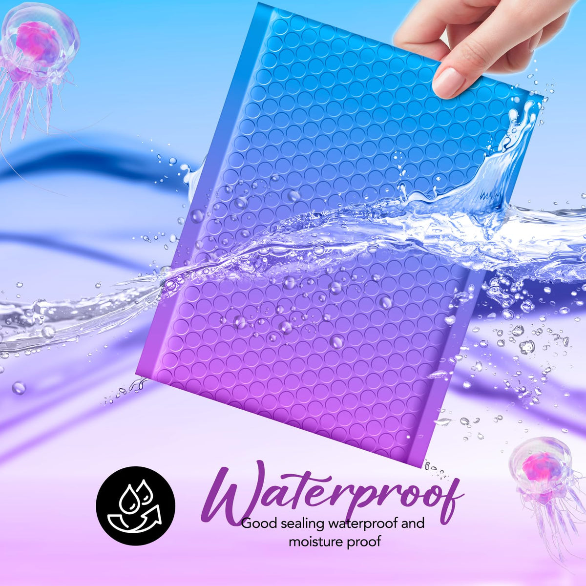 Fuxury Cute Design Bubble Mailers 6x10" 100 Pack Opaque Padded Envelopes Usable Size 6x9" Self Seal Pattern Shipping Envelopes for Mailing Jewelry Makeup Cards #0 Thick Bubble Padded Mailer BluePurple