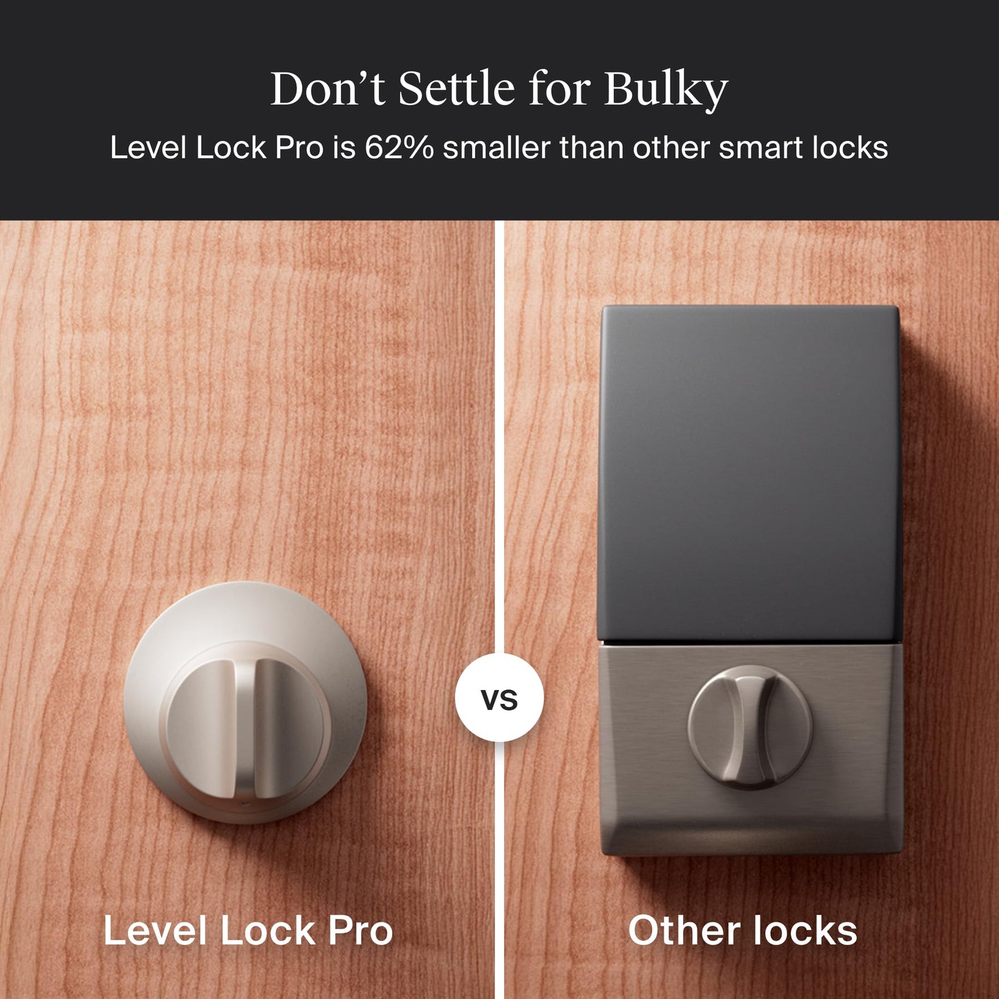 Level Lock Pro - World’s Smallest, Fastest, Innovative Smart Lock - Matter-Over-Thread Deadbolt Plus Apple Home Key - Keyless & Remote Access via Apple, Alexa, Google Home, SmartThings (Satin Nickel)