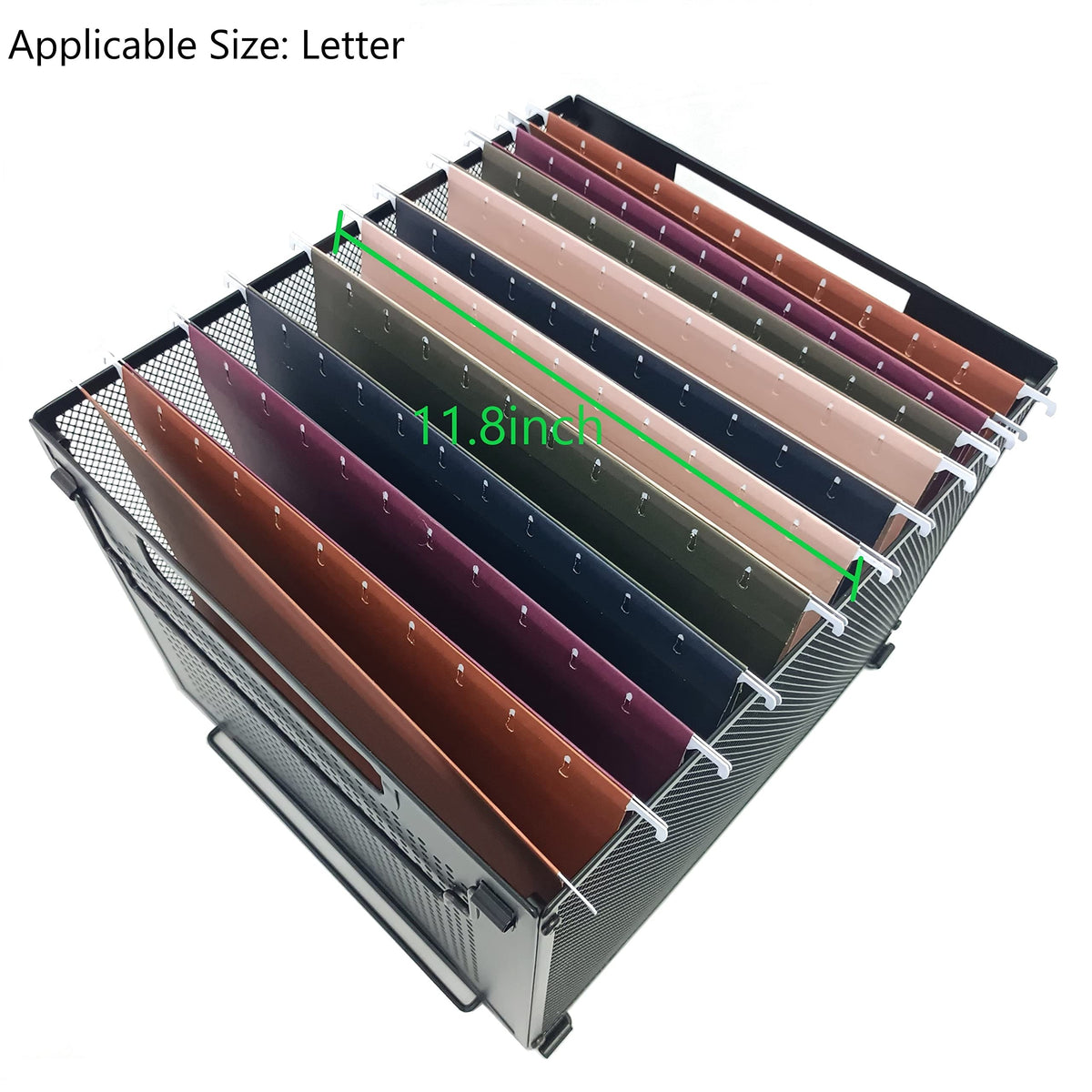 SETTFRFE Letter Size Hanging File Folder Organizer,Metal Filing Crate,File Basket for Hanging File,Black (Perforated metal plate)