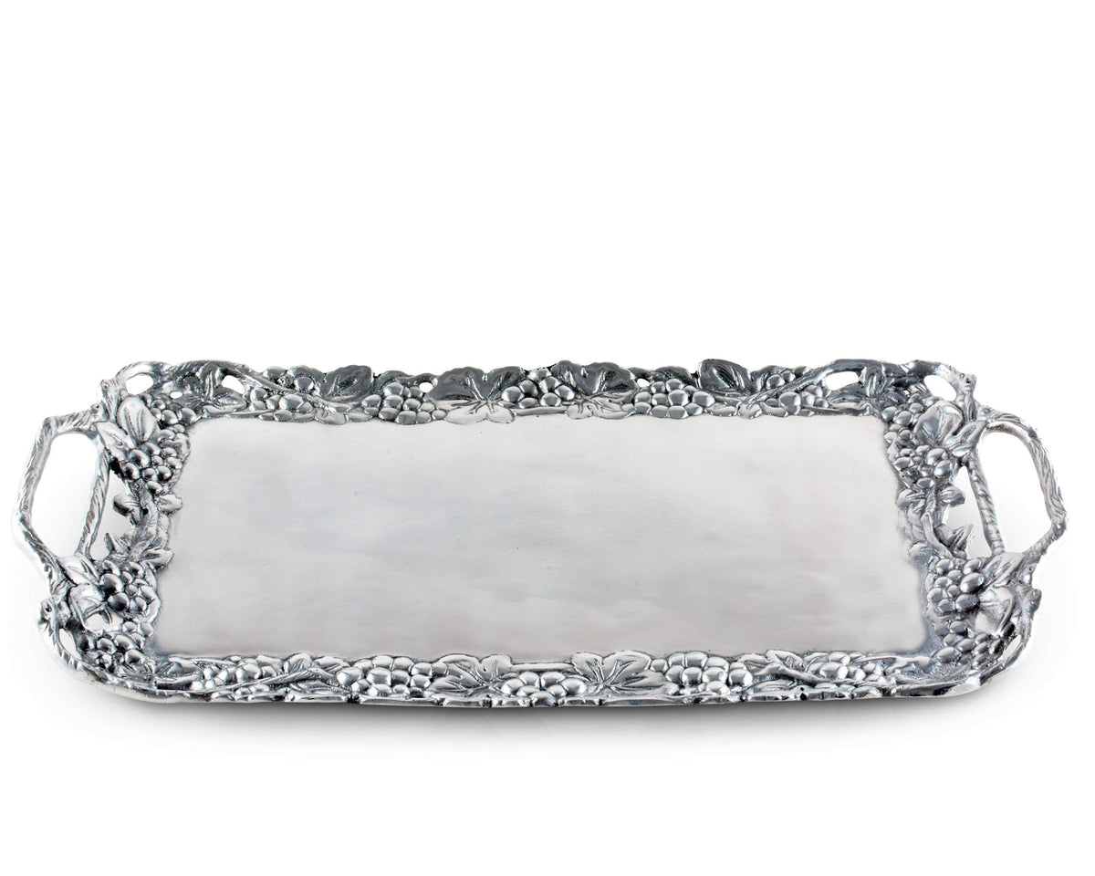Arthur Court Designs Metal Aluminum Grape Decorative Serve Ware Serving Tray/Platter 21 inch x 10 inch