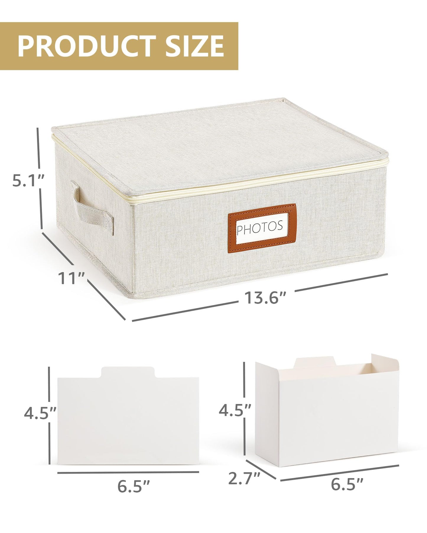 HULISEN Photo Storage Box with Lid & Dividers, Linen Photo Organizer for up to 2000 4x6 Pictures, Keepsake Memory Box with Side Handle for Family, Wedding & Baby Photos, Cards, Scrapbook