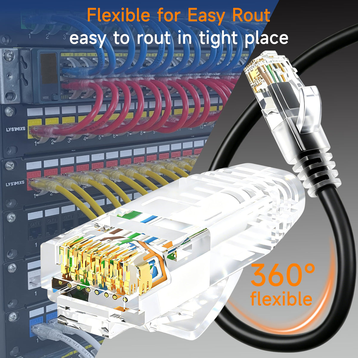 Lysymixs Cat6 Ethernet Cable 3 ft (10 Pack) - 10G Network Patch Cable for Data Centers, Home and Enterprise Networks - Black