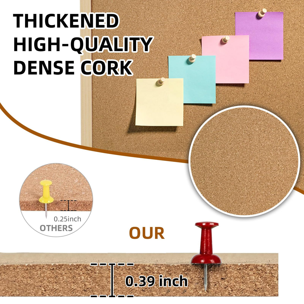 24” x 36” Cork Boards for Walls with Wooden Frame 1pack, Double Sided Office Board for Wall Organizer, Bulletins Board Decorative Hanging Pin Board for School, Home & Office, Notice Board Memo Board