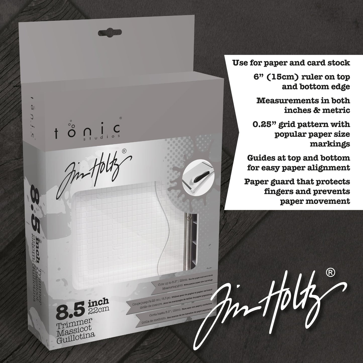 Tonic Studios Paper Cutter Tool - Guillotine Paper Trimmer for Scrapbooking, Vinyl, and Craft Paper - 8.5 Inch Cutting Length with Ruler and Grid Lines