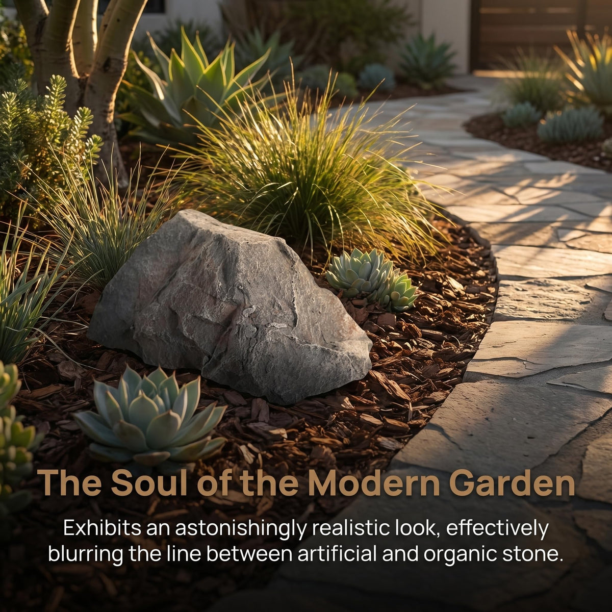 MYCENSE Artificial Rock Natural Texture PU Realistic Sandstone Landscape for Decor Community Courtyard Supermarkets Parks Offices, Style A 32x25x17cm Gray