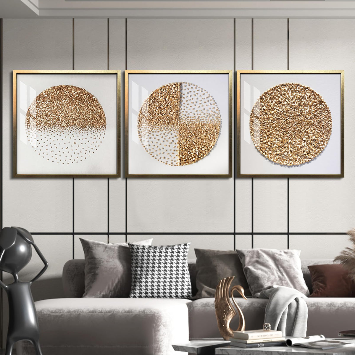BABOBIU 24x24 Handmade Luxurious Gold Framed Wall Art Modern Abstract Wall Decor Perfect Living Room Wall Decor, Bedroom Wall Art, Office Wall Decor, Bathroom Art Wall Decor, Motivational Wall Decor