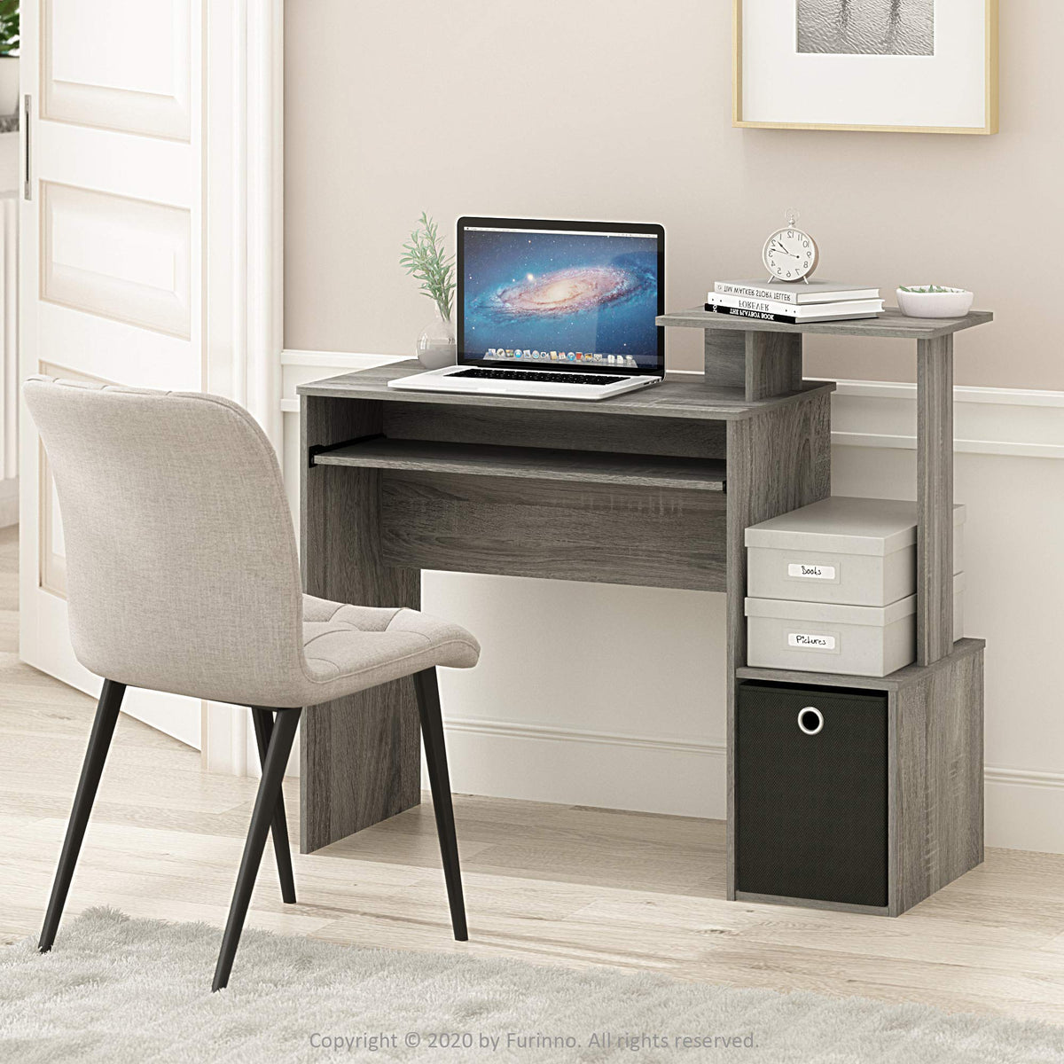 Furinno Econ Multipurpose Home Office Computer Writing Desk, French Oak Grey