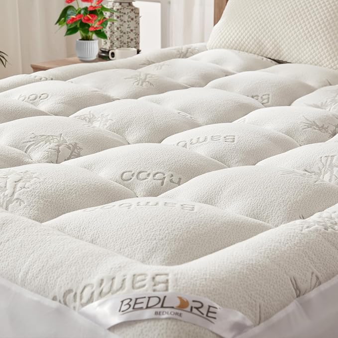 BEDLORE California King Mattress Topper Viscose Derived from Bamboo, Thick