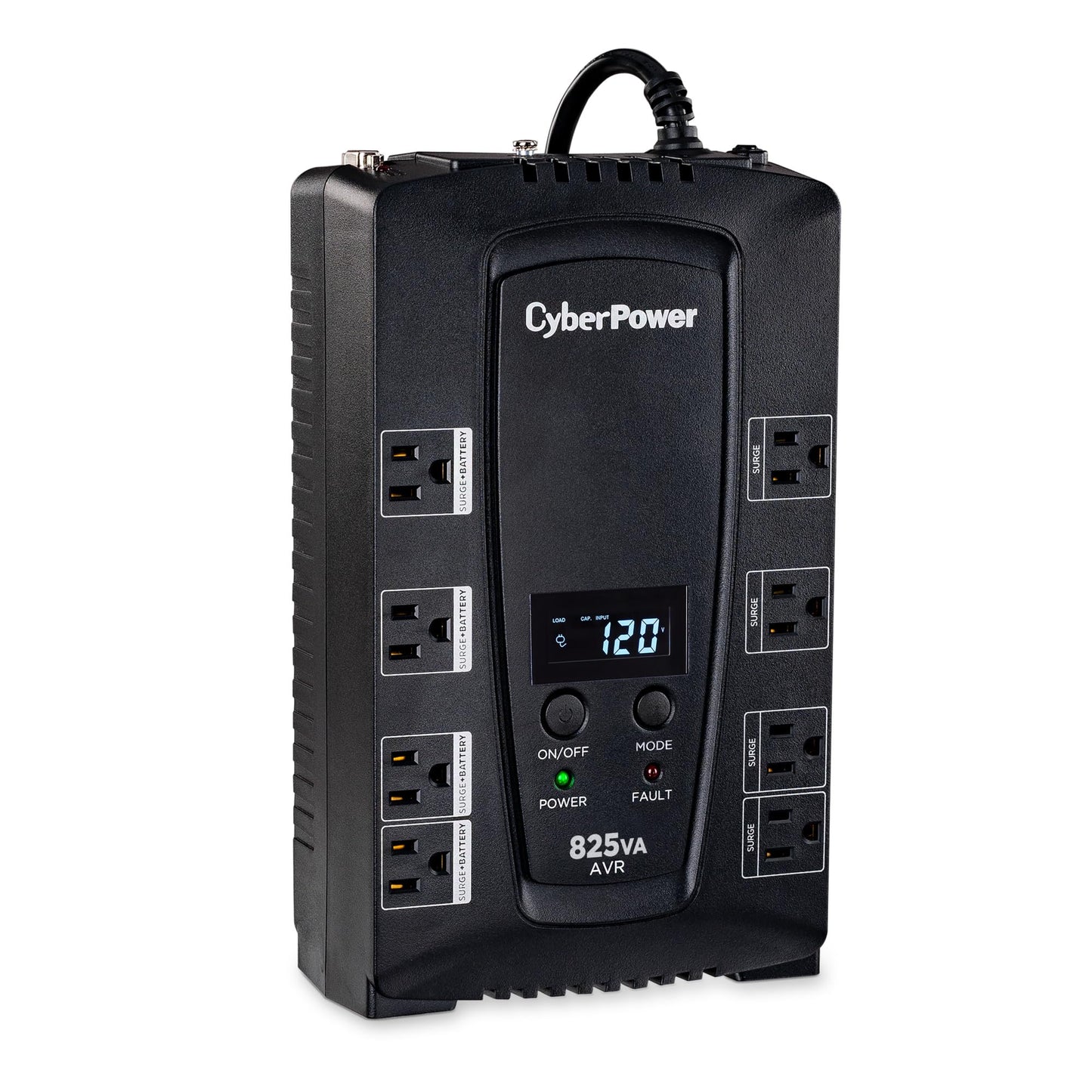 CyberPower CP825AVRLCD Intelligent LCD UPS Battery Backup and Surge Protector, 825VA/450W, 8 Outlets, AVR, Compact, UL Certified