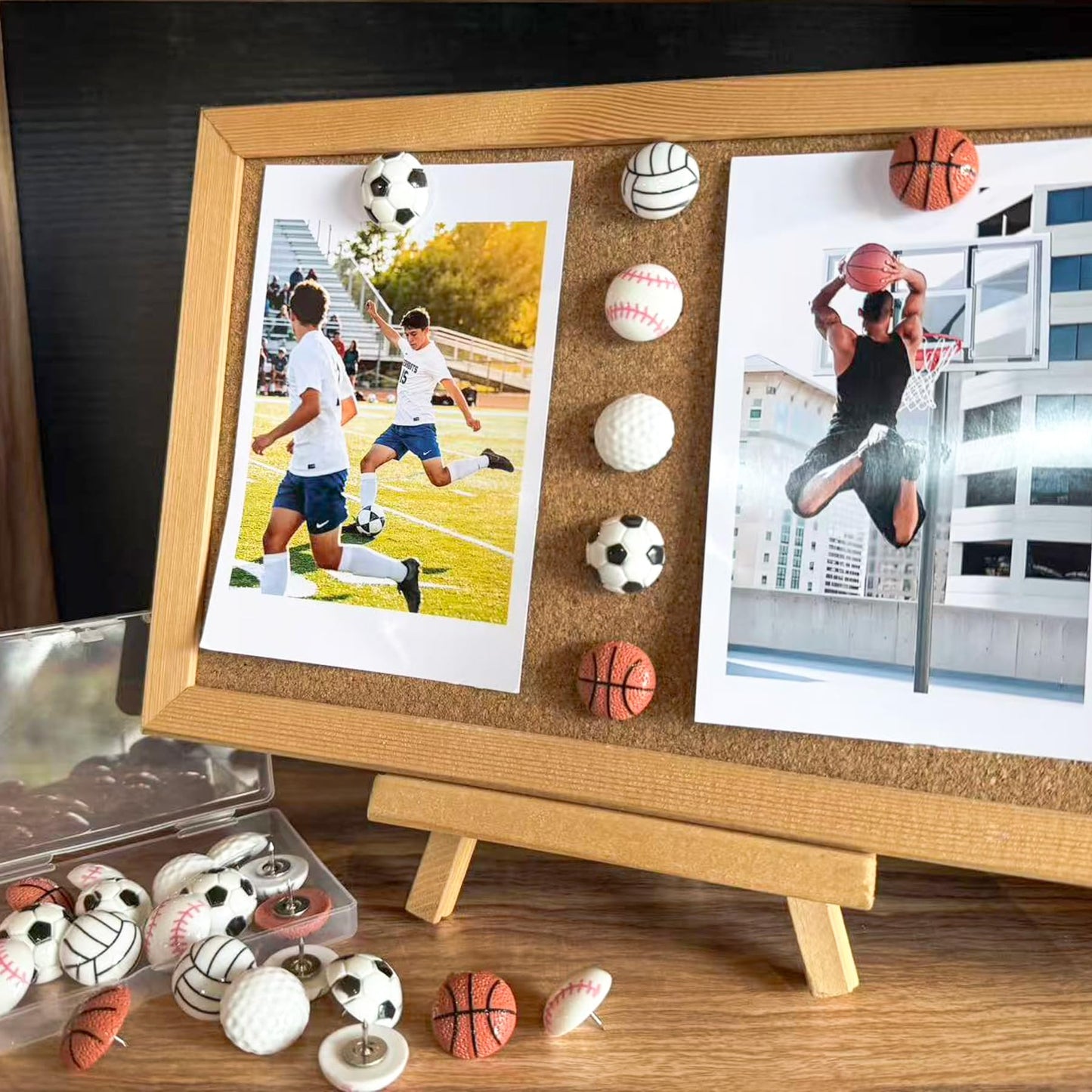 Push Pins for Wall,25Pcs Sports Decorative Push Pins, Thumb Tacks for Bulletin Board, Photos Wall & Maps, Desk Decor for School Offices (Soccer)
