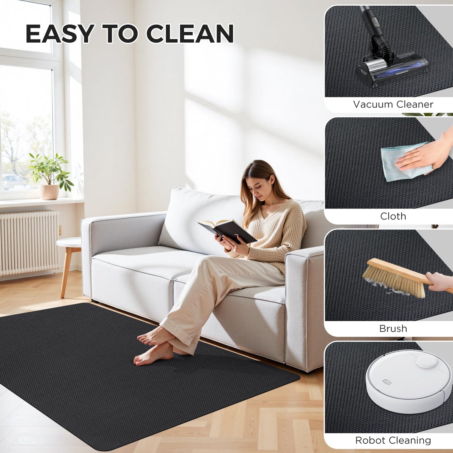 Sycoodeal Chair Mat,36" x 48" Office Chair Mat for Hardwood and Tile Floor, Heavy Duty Floor Protector for Rolling Chairs,Non-Slip,Computer Mat for Home Office(Black)
