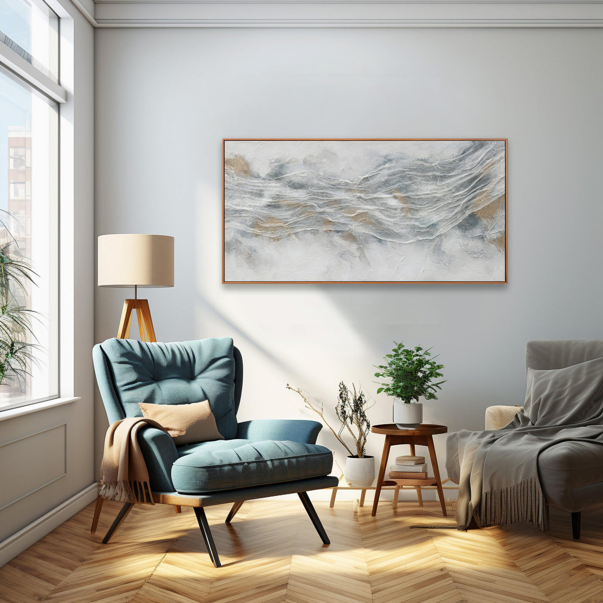 Abstract Wall Art Framed Ready To Hang Home Decor Artwork Simple Modern Art Pieces With Gold And Gray Textures Wall Art Prints Canvas Painting Small Size For Living Room Bedroom Office Decoration 20"X 40"
