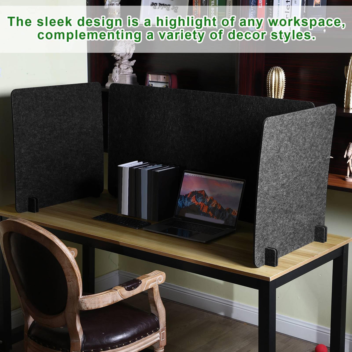 Buryeah 3 Pcs Desk Divider Desk Partition 23.6 x 47.2, 23.6 x 23.6 Stand up Freestanding Cubicle Privacy Panel Reducing Noise Visual Distraction Divider for Office Home School(Deep Gray)