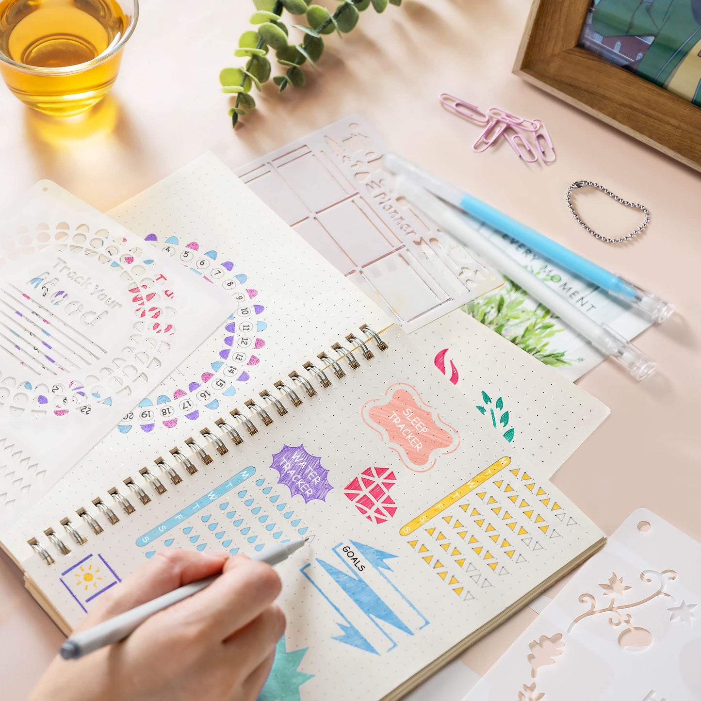 Midenco Bullet Journal Stencils (36PCS), Journal Supplies Accessories Kit for Bullet Journaling & Planner