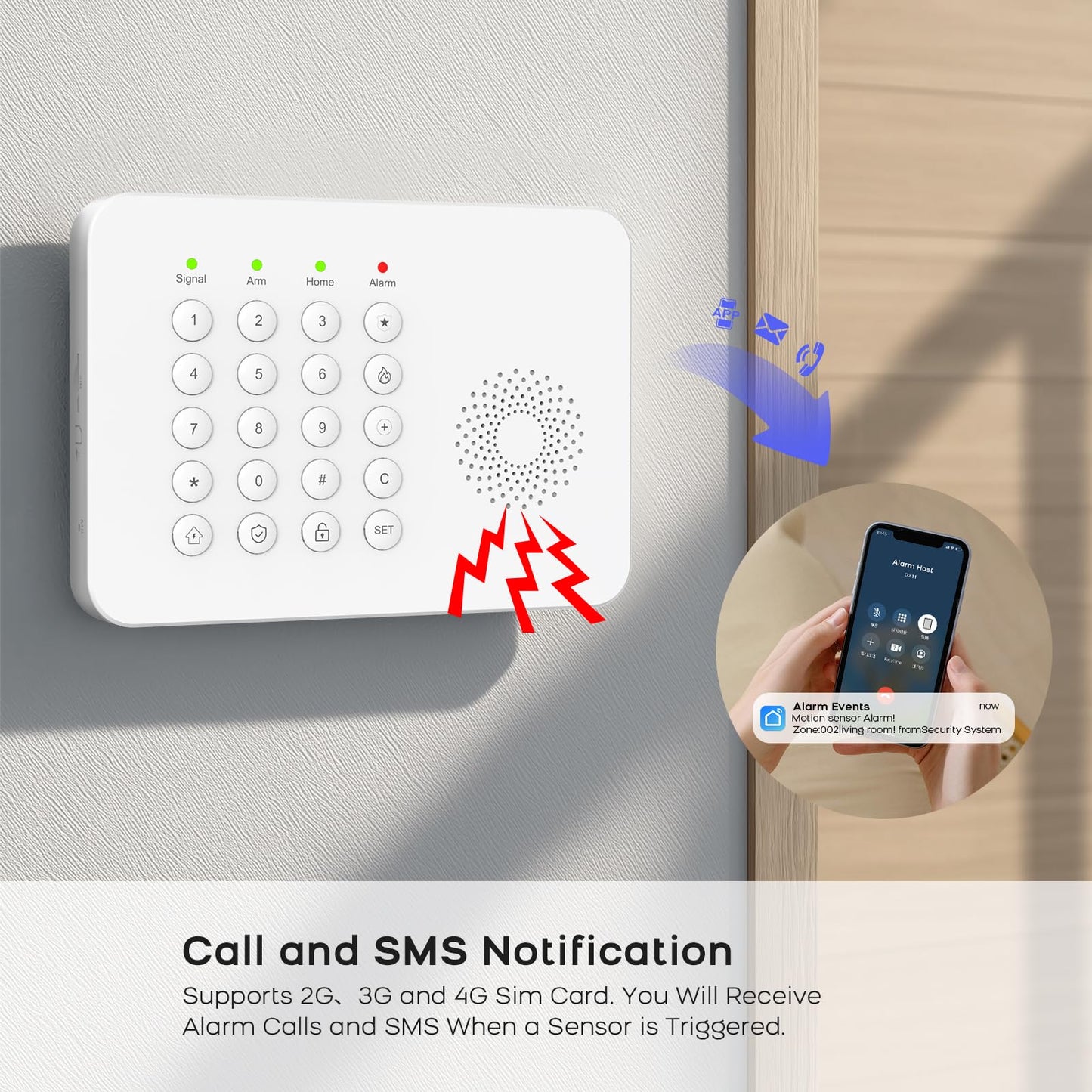 YBJ Alarm System for Home Security,DIY Wireless Home Alarm System with Door and Motion Sensors,Smart Keypad,No Subscription Fee (20-Piece-Kit)