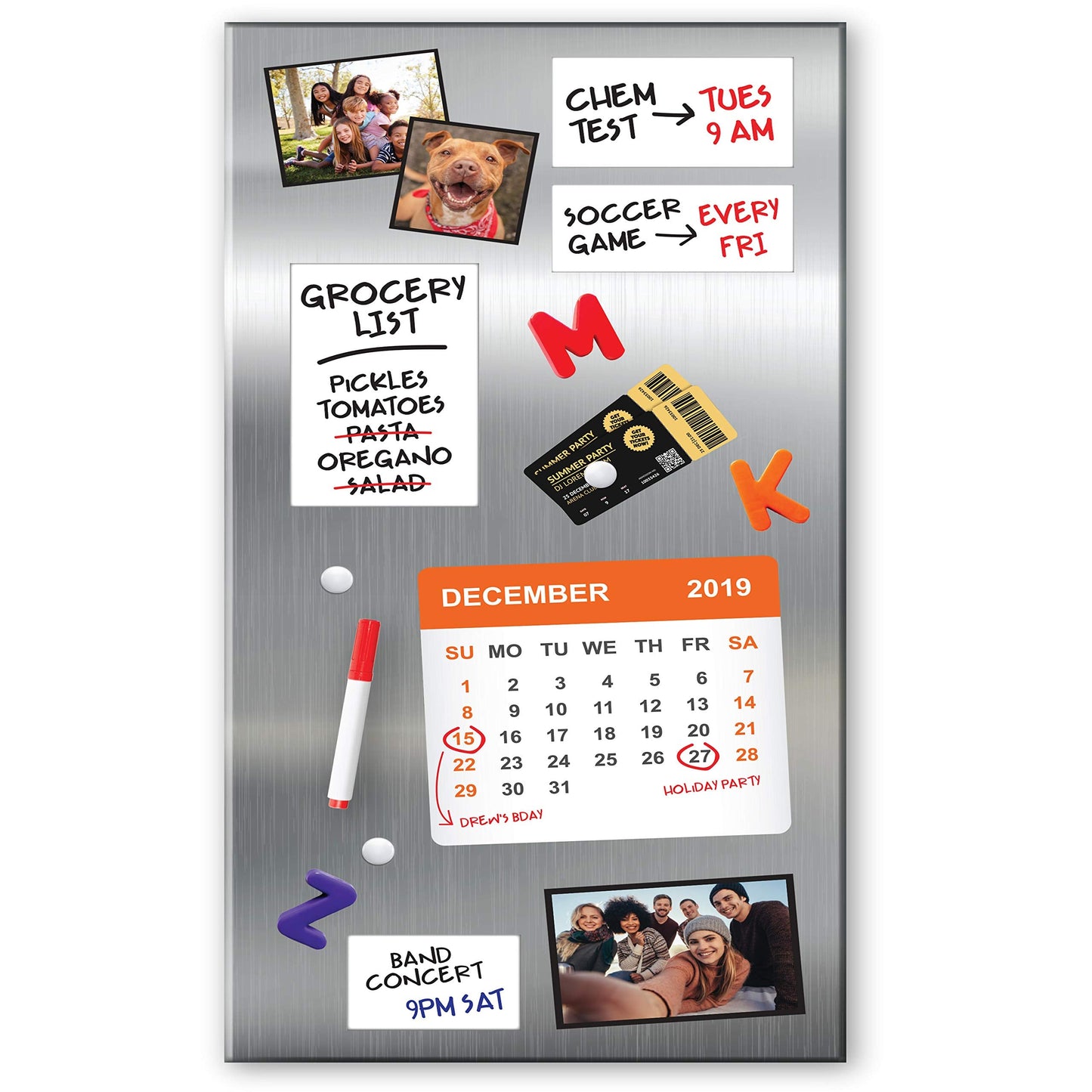Essentially Yours Magnet and Message Board | Large Mountable 30 x 14 x 0.7 Inch Steel Bulletin Board (Silver)