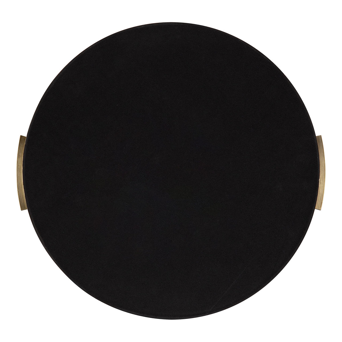 Kate and Laurel Samana Modern Glam Round Metal Tray; 17 Inch Diameter; Antique Brass; Circular Polished Decorative Tray with Hammered Surface and Minimalist Handles