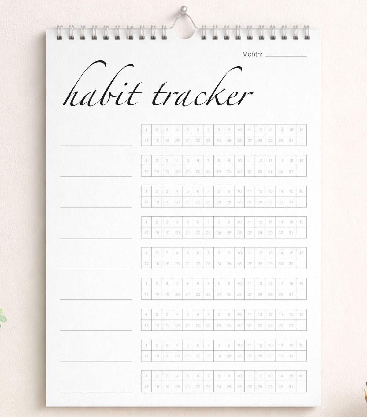 Habit Tracker Calendar (Undated 12 Month) with Silver Spiral Bound and Hanger, 7"x10" Habit Planner, Daily Weekly and Monthly Habit Tracker Journal, Habit Calendar, Colorful Layout.