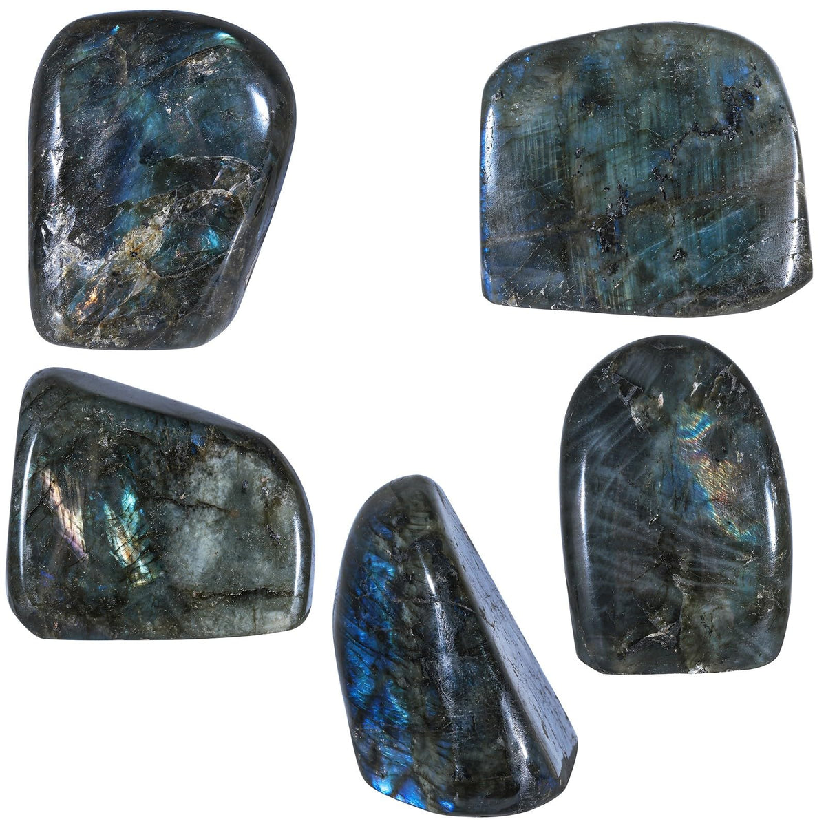 Nupuyai 301-400g Irregular Labradorite Stone Slab Specimen, Nutural Polished Self-Standing Labradorite Stone for Home Office Decoration Meditation Yogo Fengshui