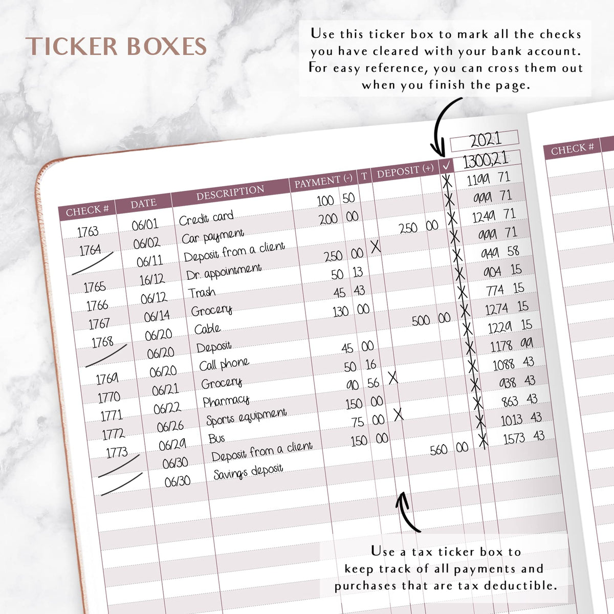 Legend Planner Check Register Book – Accounting Ledger Book for Small Business & Personal Use – Checkbook Register to Track Financial Transactions – Hardcover, 7x10″, 6300 Entries (Rose Gold)