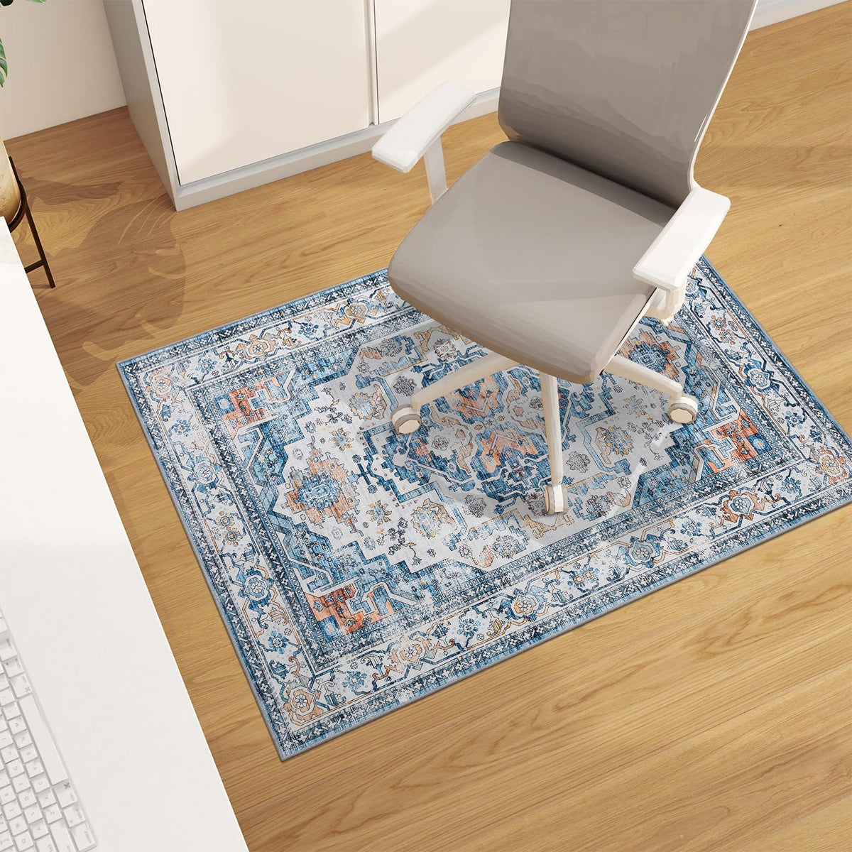chakme Office Chair Mat for Hardwood Floor, 48"x36" Easy Glide Computer Desk Mat Protector for Rolling Chair Under Desk Rug Nonslip Backing, Machine Wash, (Boho)