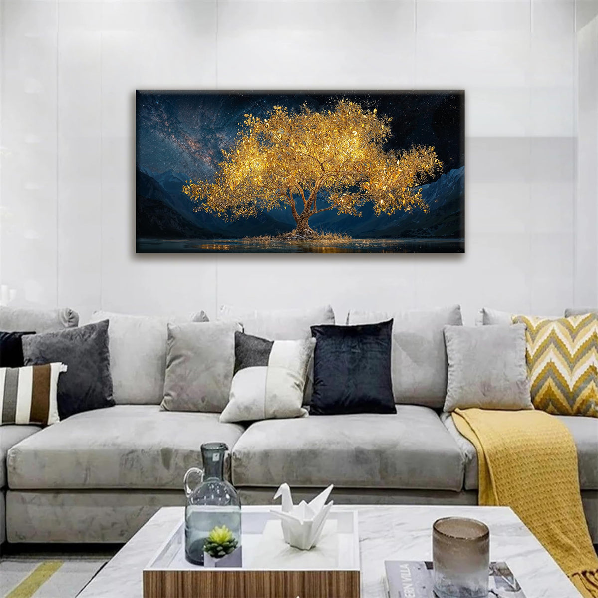 Tsomzxng Modern Canvas Wall Art Decor Print Paintings Gold Tree Of Life Landscape Painting Prints Abstract Wall Decor Picture For Bedroom Office Home Kitchen Artwork Ready To Hang 20"×40"