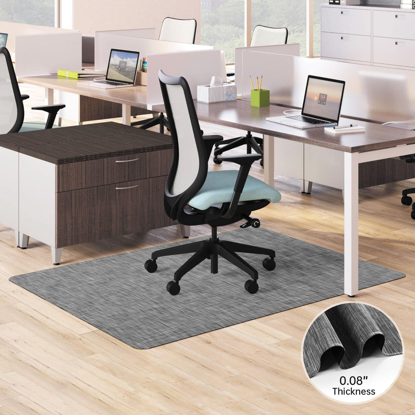 Homek Office Chair Mat for Hardwood & Tile Floor, 30"x48" Computer Chair Mat, Non-Curve Anti Slip Hard Floor Protector for Rolling Chair, PVC Mat Desk Rug for Home Office