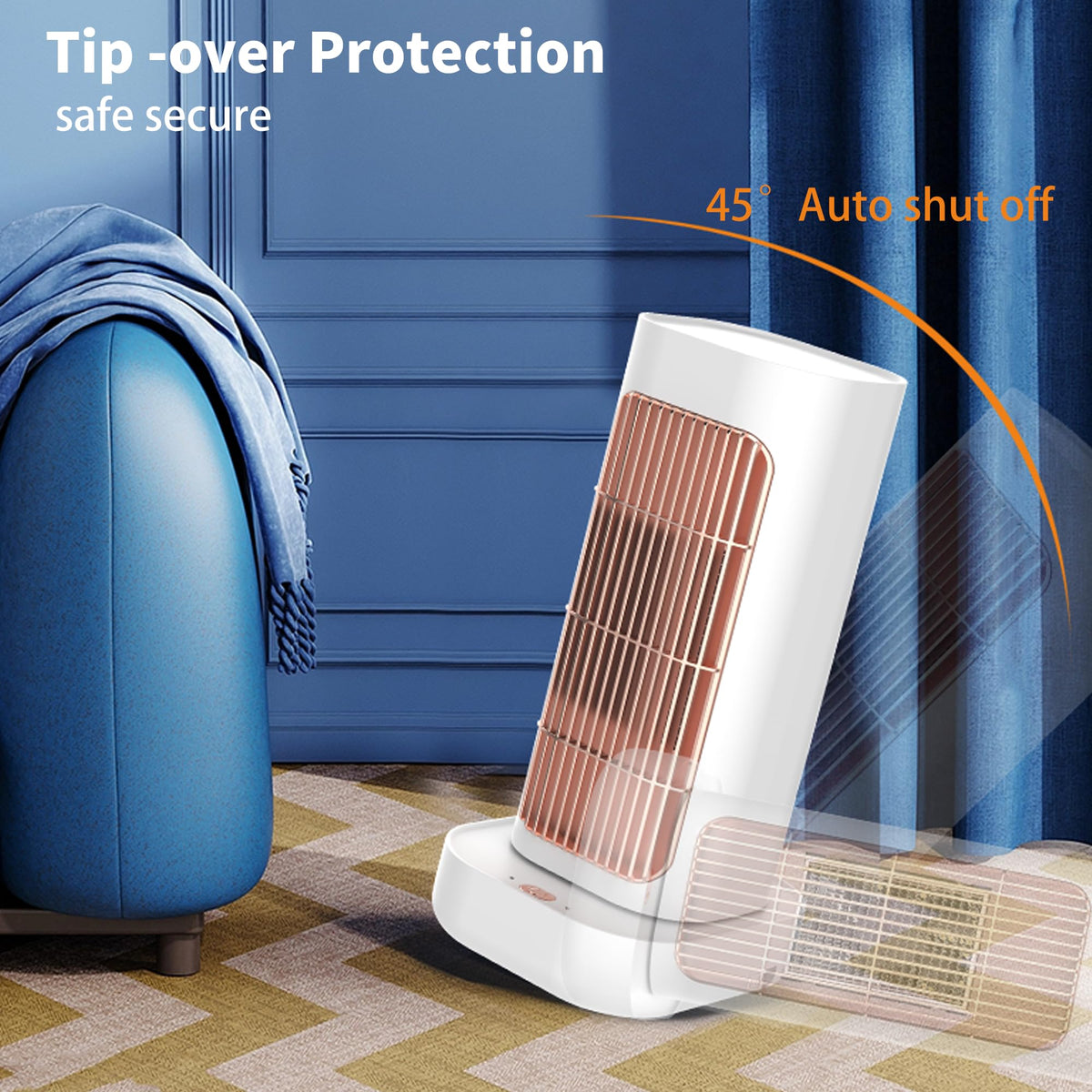 Space Heater, Small Electric Space Heaters with 90° Oscillation, Portable Space Heaters for Indoor Use, Overheat & Tip Over Protection Room Heater for Bedroom, Living room, Offices, Garage, White