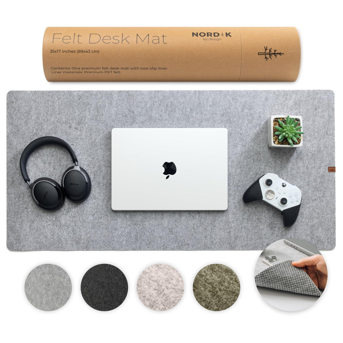 Nordik Large Felt Desk Mat - Marle - 35 x 17 inch - Full Desk Keyboard Mat - Keyboard and Mouse Pad - Large Desktop Felt Pad