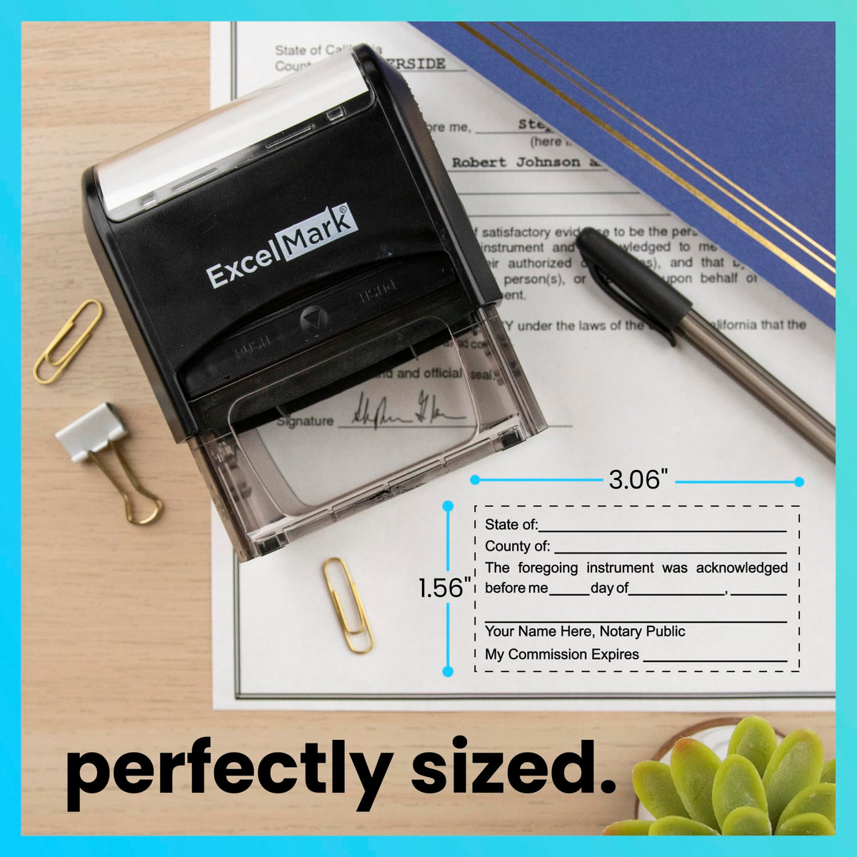 ExcelMark Notary Acknowledgement Stamp - Black Ink