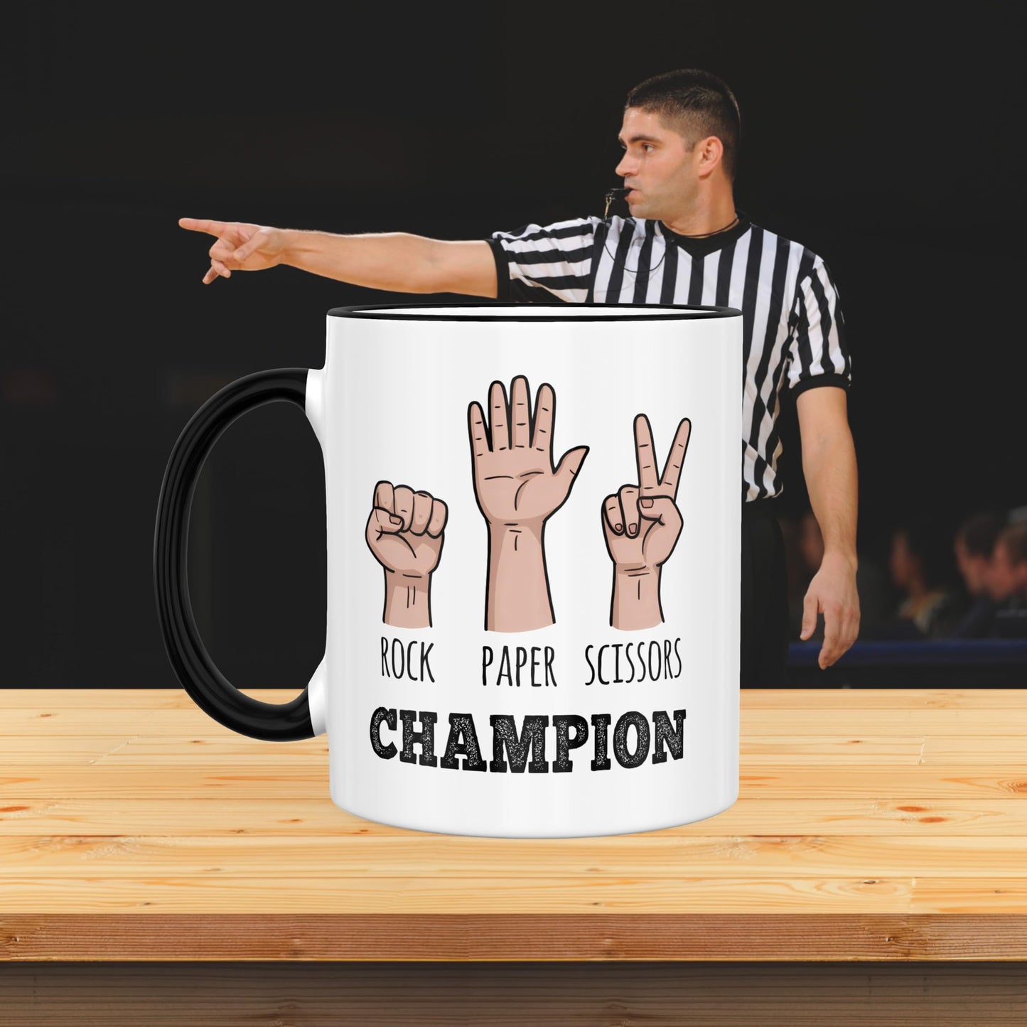 Casitika Rock Paper Scissors Champion 11 oz Mug. Funny Gift for Friends, Family, and Co-workers